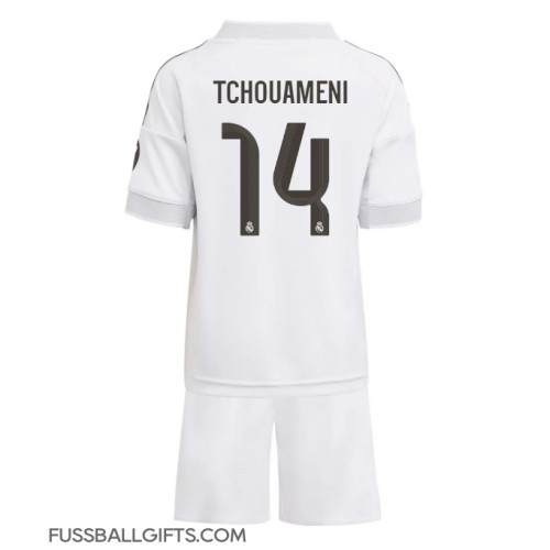 Real Madrid Aurelien Tchouameni #14 Fußballbekleidung Heimtrikot Kinder 2025-26 Kurzarm (+ kurze hosen)